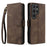 AZNS A2 for Samsung Galaxy S25 Ultra Leather Case with Wrist Strap RFID Blocking Wallet Stand Phone Cover - Brown - 1