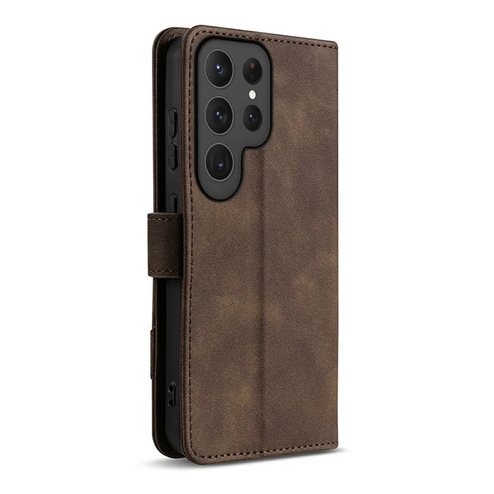 AZNS A2 for Samsung Galaxy S25 Ultra Leather Case with Wrist Strap RFID Blocking Wallet Stand Phone Cover - Brown - 5