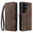 AZNS A2 for Samsung Galaxy S26 Ultra Leather Case with Wrist Strap RFID Blocking Wallet Stand Phone Cover - Brown - 1