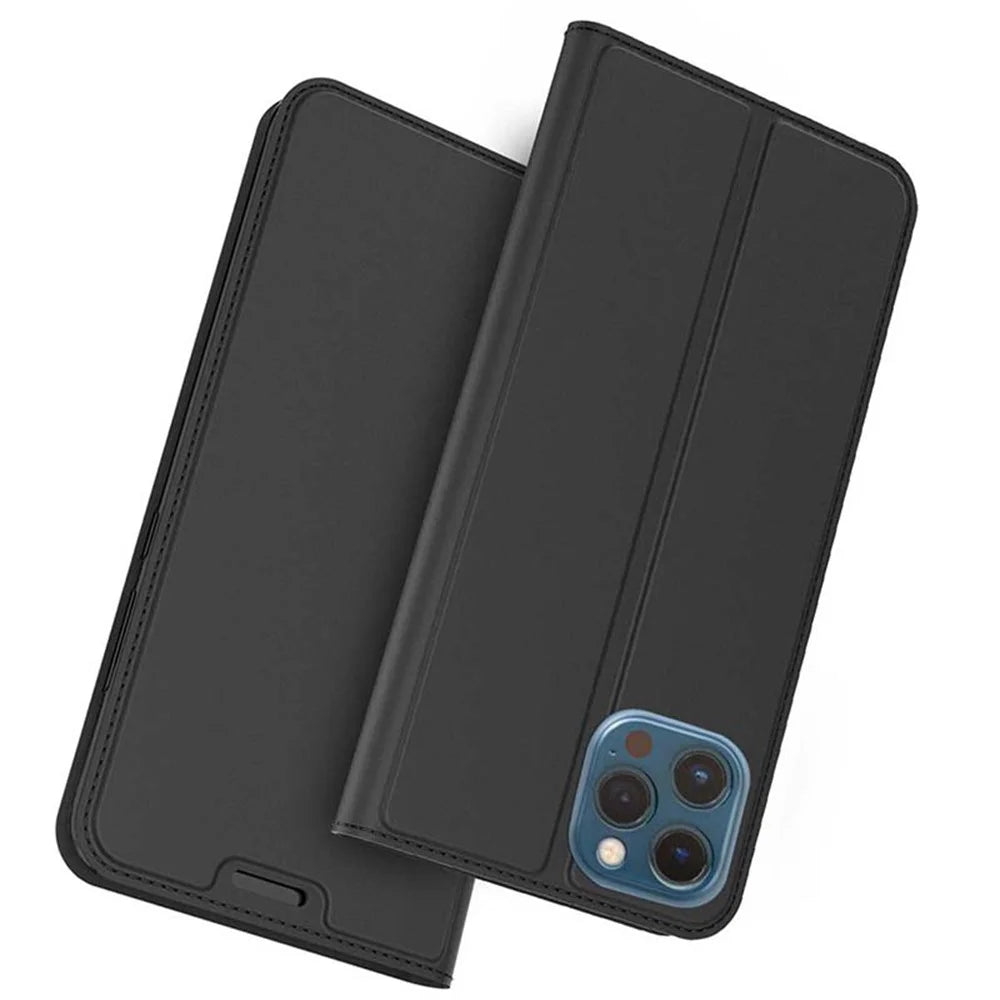 For iPhone 11 Pro Max Case PU Leather Phone Cover with Card Holder Stand - Black - 1