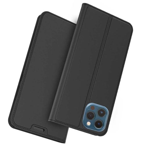For iPhone 11 Pro Max Case PU Leather Phone Cover with Card Holder Stand - Black - 1