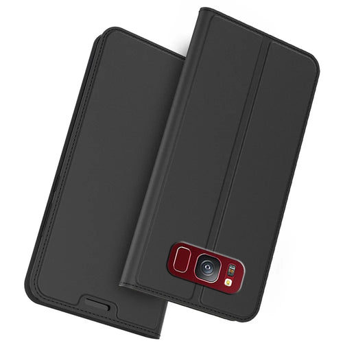 For Samsung Galaxy S8 Case PU Leather Phone Cover with Card Holder Stand - Black - 1