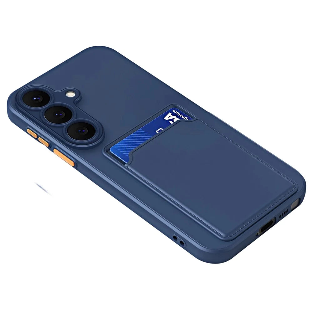 For Samsung Galaxy A37 5G Case Flexible TPU Phone Cover with Back Card Slot - Dark Blue - 1