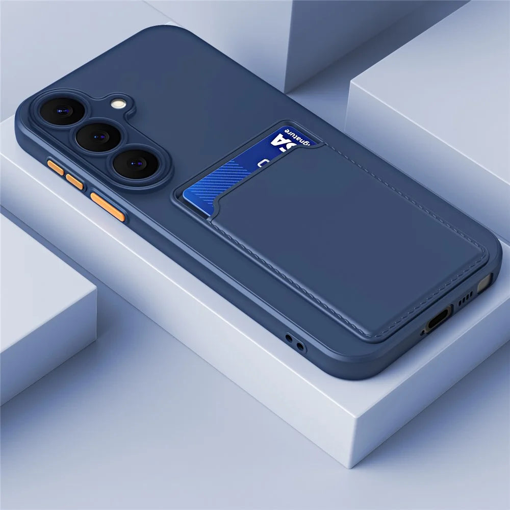 For Samsung Galaxy A37 5G Case Flexible TPU Phone Cover with Back Card Slot - Dark Blue - 2