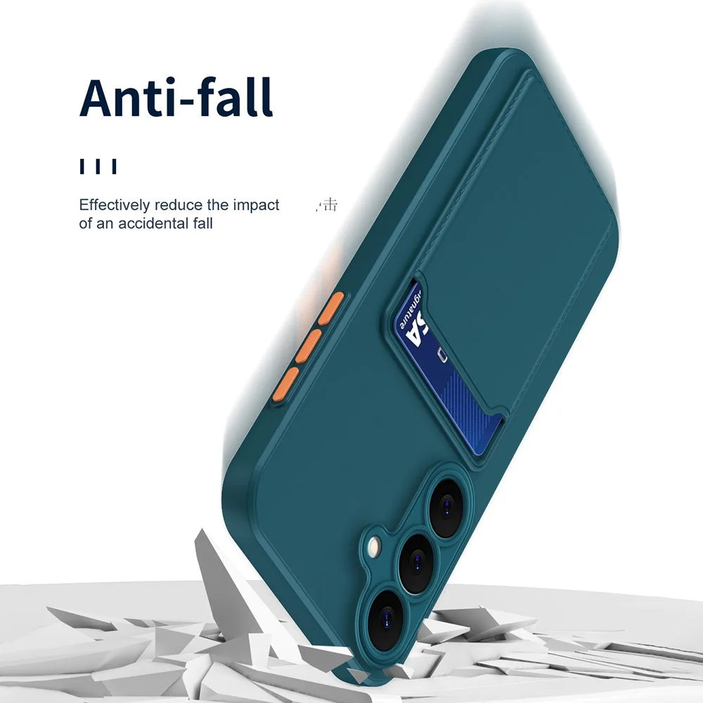 For Samsung Galaxy A37 5G Case Flexible TPU Phone Cover with Back Card Slot - Dark Blue - 5