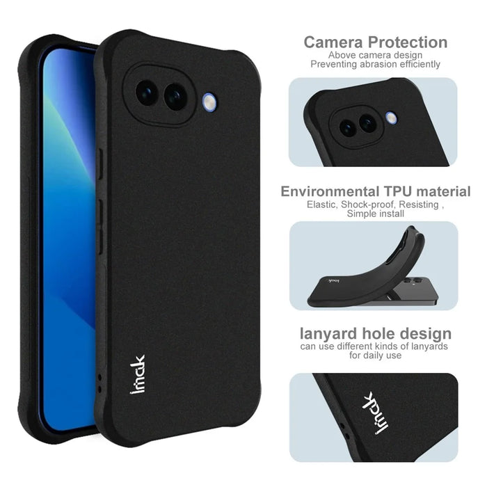 IMAK For Google Pixel 10a Case TPU Phone Cover Airbag Shockproof Protection - Matte Black - 7