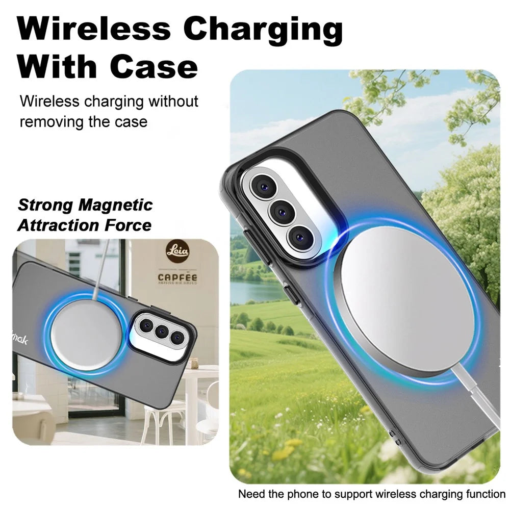 IMAK For Samsung Galaxy A57 5G Magnetic Case Candy Color Anti Drop TPU + PET Back Cover - Black - 3