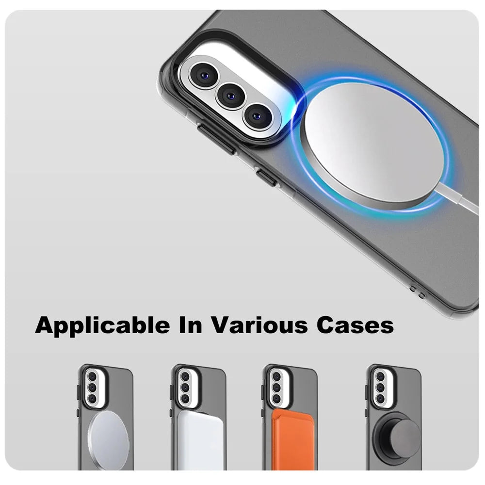 IMAK For Samsung Galaxy A57 5G Magnetic Case Candy Color Anti Drop TPU + PET Back Cover - Black - 6
