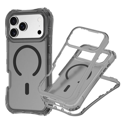 For iPhone 17 Pro Max Magnetic Phone Case Soft-touch 2-in-1 PC+TPU Shockproof Cover Compatible with MagSafe - Black - 1