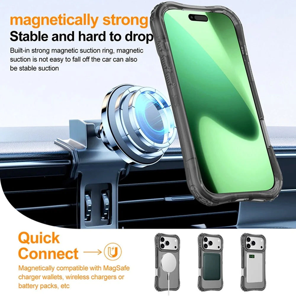 For iPhone 17 Pro Max Magnetic Phone Case Soft-touch 2-in-1 PC+TPU Shockproof Cover Compatible with MagSafe - Black - 2
