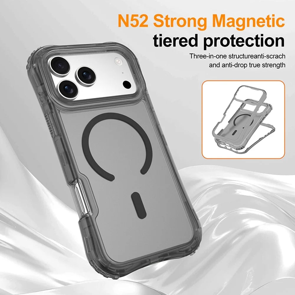 For iPhone 17 Pro Max Magnetic Phone Case Soft-touch 2-in-1 PC+TPU Shockproof Cover Compatible with MagSafe - Black - 4