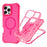 For iPhone 16 Pro Magnetic Phone Case Soft-touch 2-in-1 PC+TPU Shockproof Cover Compatible with MagSafe - Rose Pink - 1