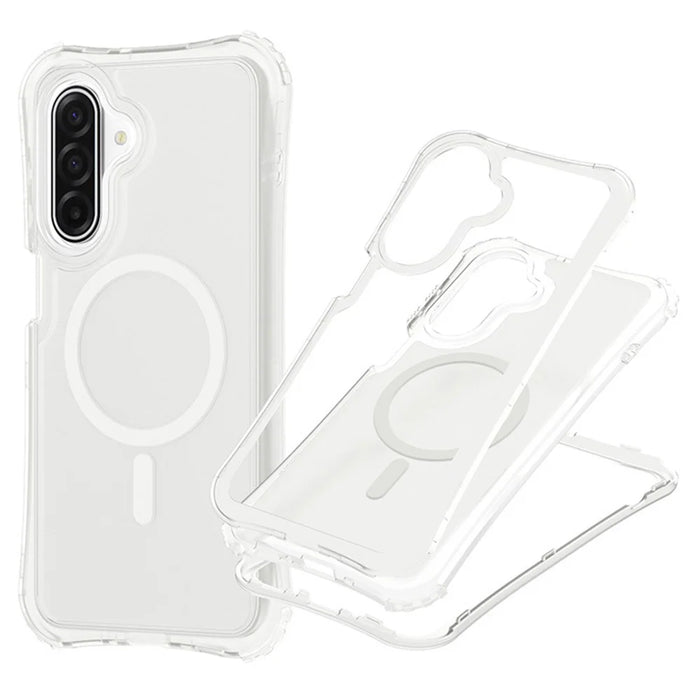 For Samsung Galaxy S26 Magnetic Phone Case Soft-touch 2-in-1 PC+TPU Shockproof Cover Compatible with MagSafe - White - 1