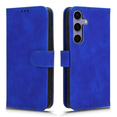 For Samsung Galaxy S26 Leather Case Skin Feel Anti Drop Wallet Stand Flip Phone Cover - Blue - 1
