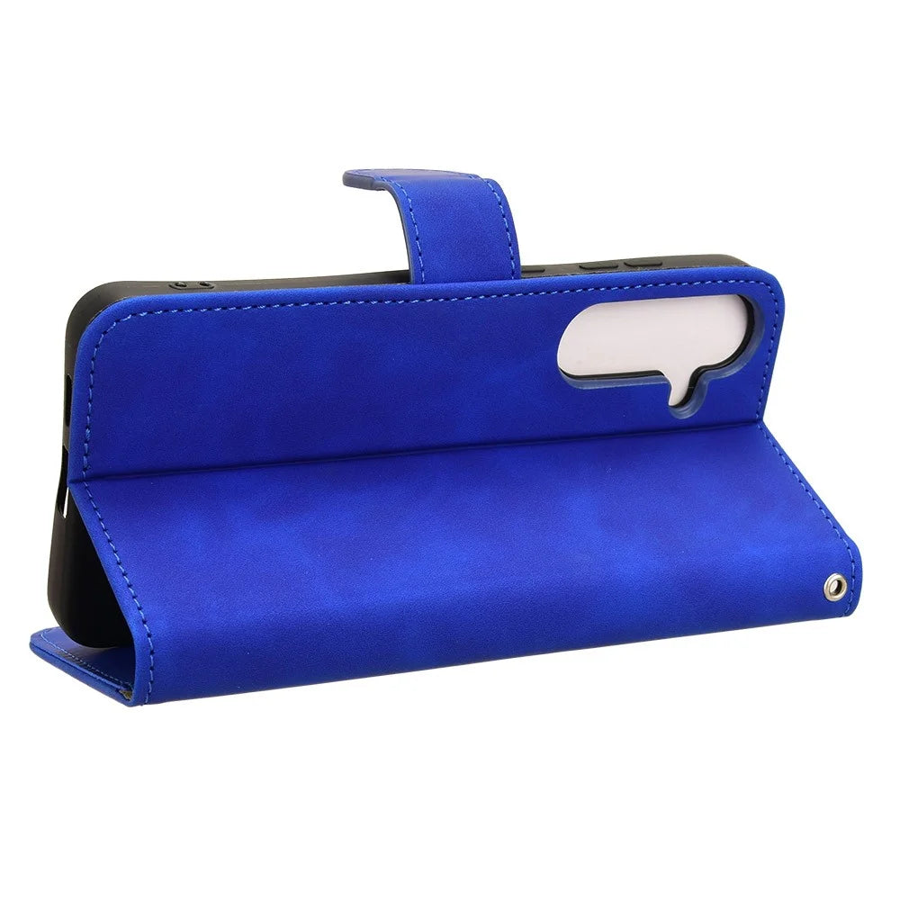 For Samsung Galaxy S26 Leather Case Skin Feel Anti Drop Wallet Stand Flip Phone Cover - Blue - 3
