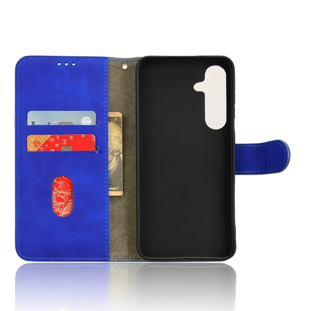 For Samsung Galaxy S26 Leather Case Skin Feel Anti Drop Wallet Stand Flip Phone Cover - Blue - 4