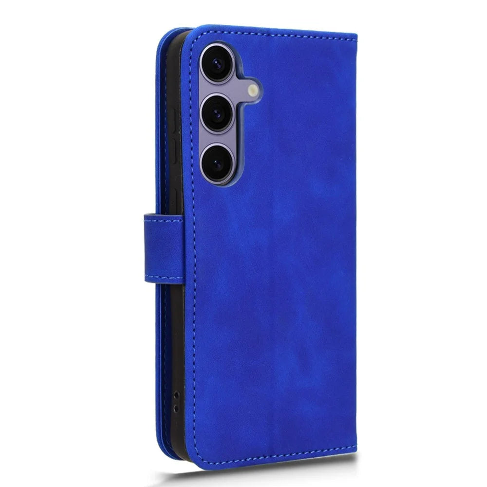 For Samsung Galaxy S26 Leather Case Skin Feel Anti Drop Wallet Stand Flip Phone Cover - Blue - 5