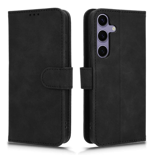 For Samsung Galaxy S26+ Leather Case Skin Feel Anti Drop Wallet Stand Flip Phone Cover - Black - 1