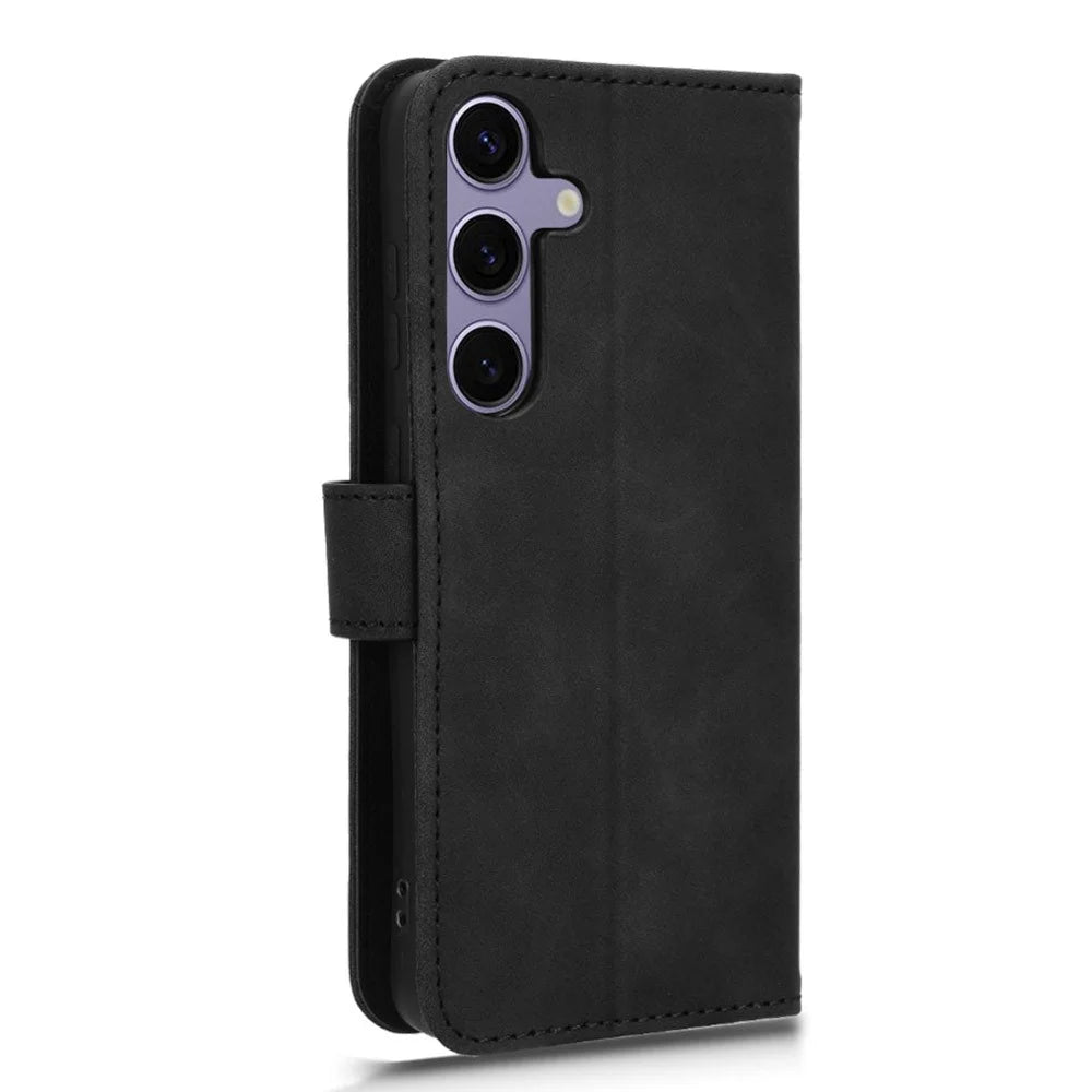 For Samsung Galaxy S26+ Leather Case Skin Feel Anti Drop Wallet Stand Flip Phone Cover - Black - 5