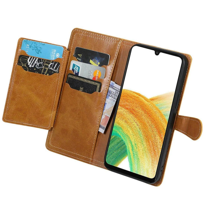 For Samsung Galaxy S26+ Case Zipper Flip Leather Phone Cover with Card Holder - Orange - 2