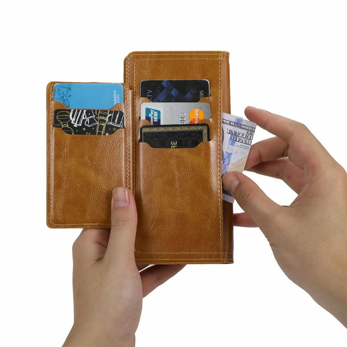 For Samsung Galaxy S26+ Case Zipper Flip Leather Phone Cover with Card Holder - Orange - 5