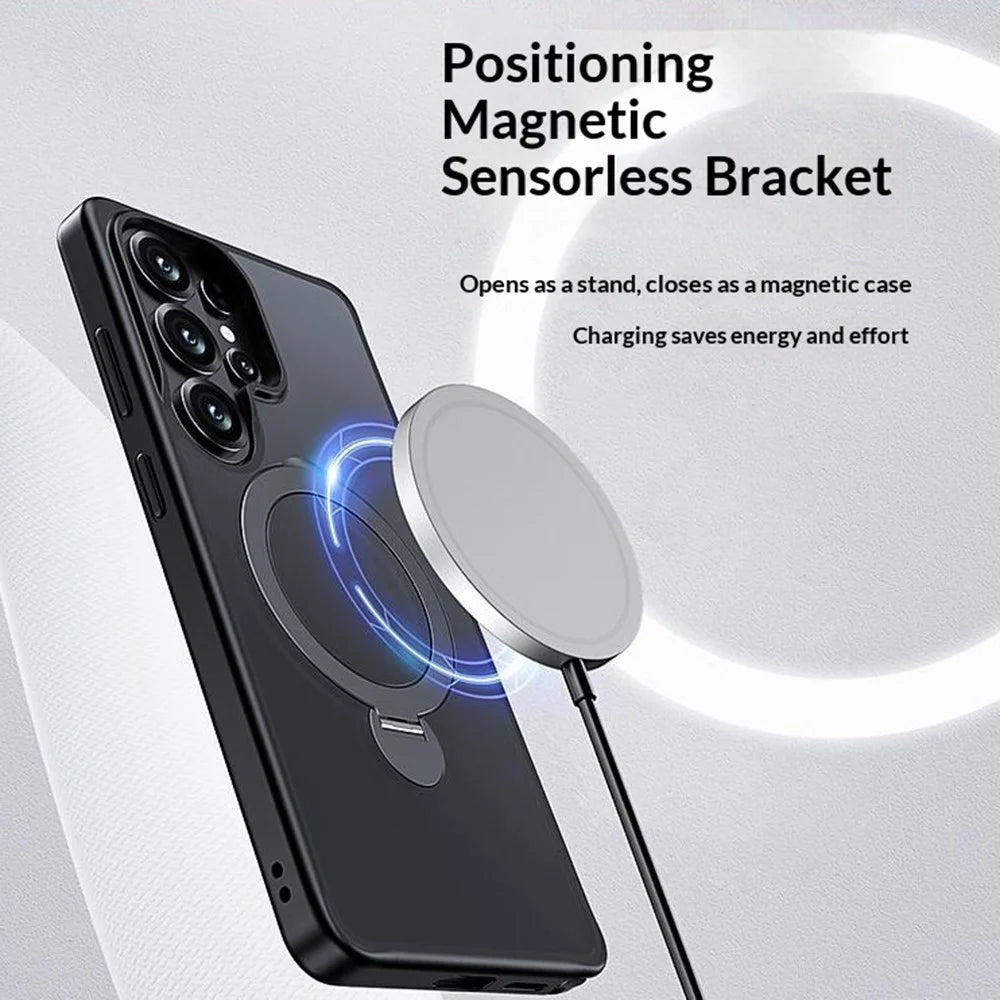 BENKS for Samsung Galaxy S26 Ultra Magnetic Case Rotary Ring Kickstand TPU + PC Phone Cover - Black - 5