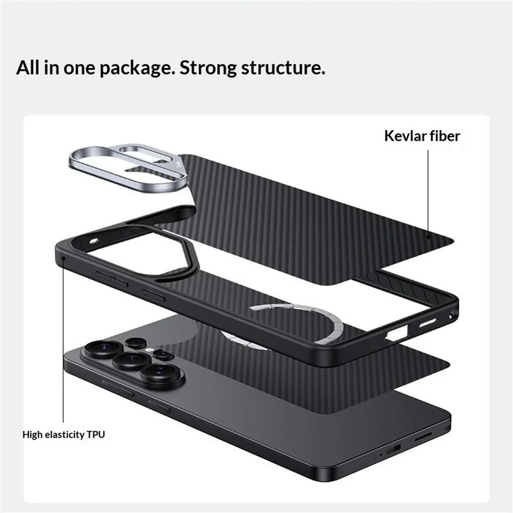 BENKS Y2 for Samsung Galaxy S26 Ultra Magnetic Case 600D Aramid Fiber PC + TPU Phone Cover - Black - 4