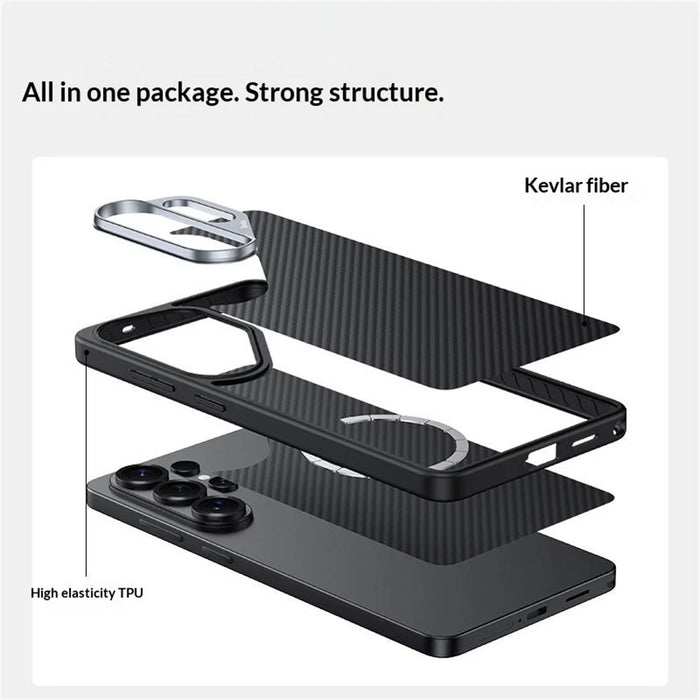 BENKS Y2 for Samsung Galaxy S26 Ultra Magnetic Case 600D Aramid Fiber PC + TPU Phone Cover - Black - 4