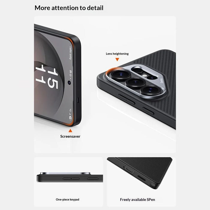 BENKS Y2 for Samsung Galaxy S26 Ultra Magnetic Case 600D Aramid Fiber PC + TPU Phone Cover - Black - 5