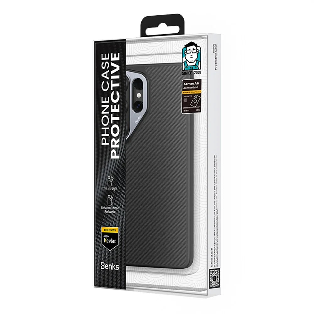 BENKS Y2 for Samsung Galaxy S26 Ultra Magnetic Case 600D Aramid Fiber PC + TPU Phone Cover - Black - 7