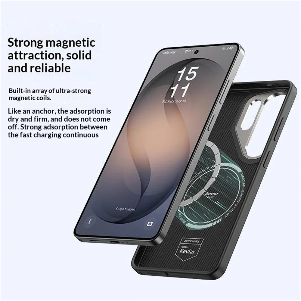 BENKS Y2 for Samsung Galaxy S26 Ultra Magnetic Case Woven Texture Aramid Fiber TPU Phone Cover - Black - 3