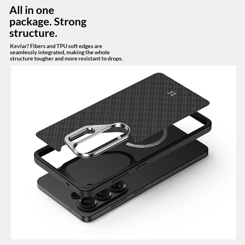 BENKS Y2 for Samsung Galaxy S26 Ultra Magnetic Case Woven Texture Aramid Fiber TPU Phone Cover - Black - 4