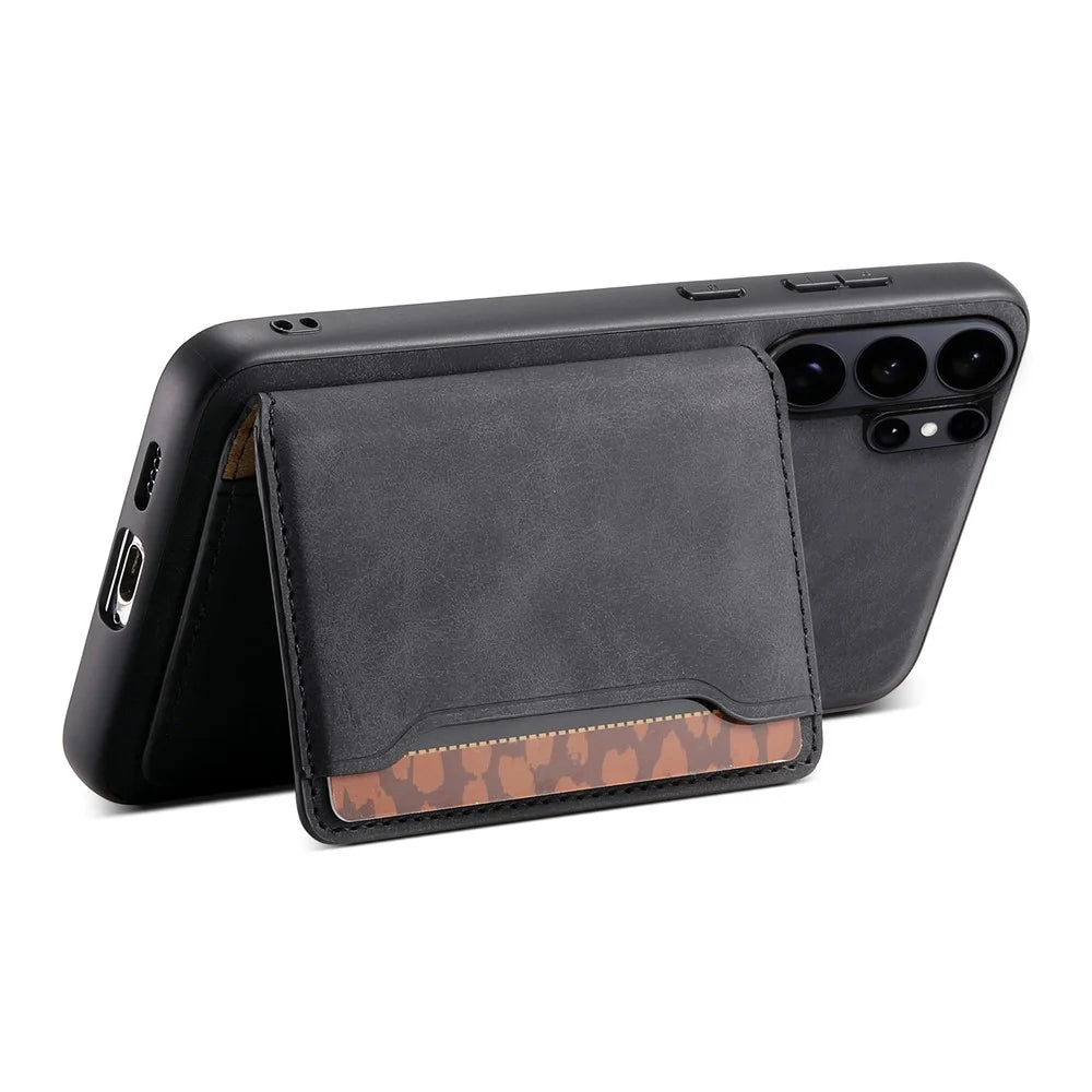 DENIOR D13 For Samsung Galaxy S26 Ultra Magnetic Case Card Holder Leather Coated PC + TPU Phone Cover - Black - 3