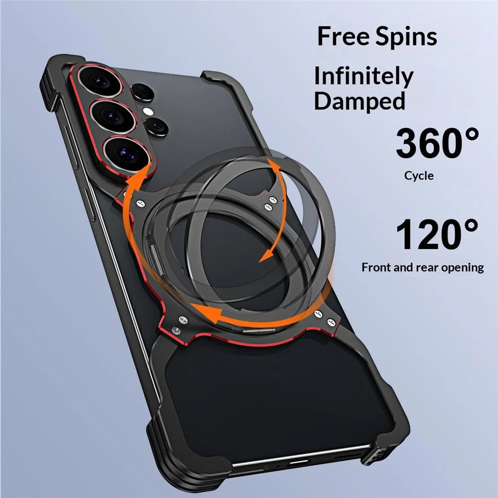 For Samsung Galaxy S26 Ultra Case Kickstand Metal Bumper Magnetic Phone Cover - Black  /  Red - 5