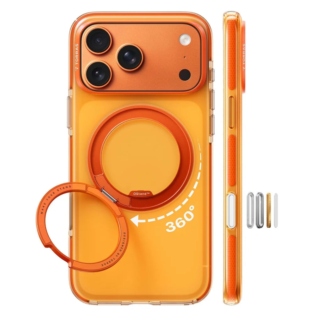 TORRAS O3 Hue Series For iPhone 17 Pro Max Compatible with MagSafe Anti Drop Airbag Color Block PC + TPU Phone Case with Kickstand (Amazon Packaging) - Golden Citrus - 1