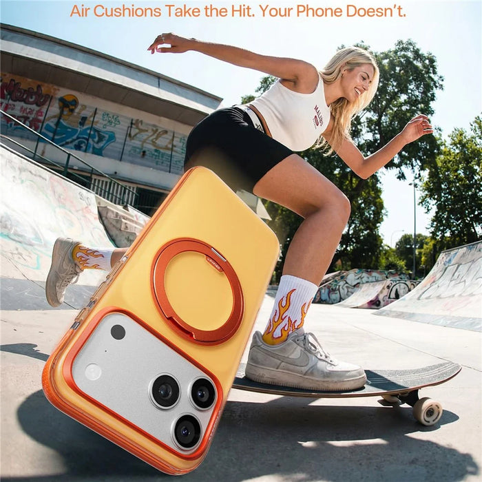 TORRAS O3 Hue Series For iPhone 17 Pro Max Compatible with MagSafe Anti Drop Airbag Color Block PC + TPU Phone Case with Kickstand (Amazon Packaging) - Golden Citrus - 4