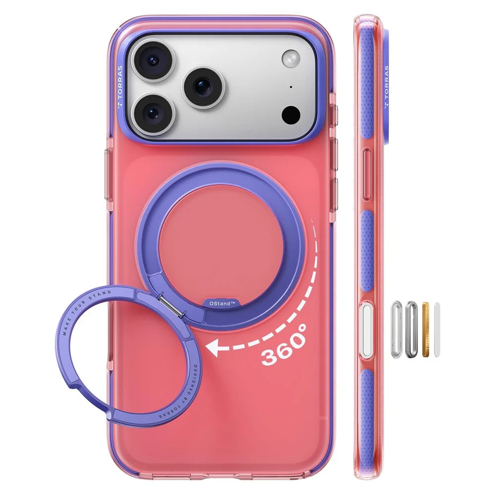 TORRAS O3 Hue Series For iPhone 17 Pro Case Compatible with MagSafe Airbag Kickstand PC + TPU Phone Cover (Amazon Packaging) - Blush Pink - 1