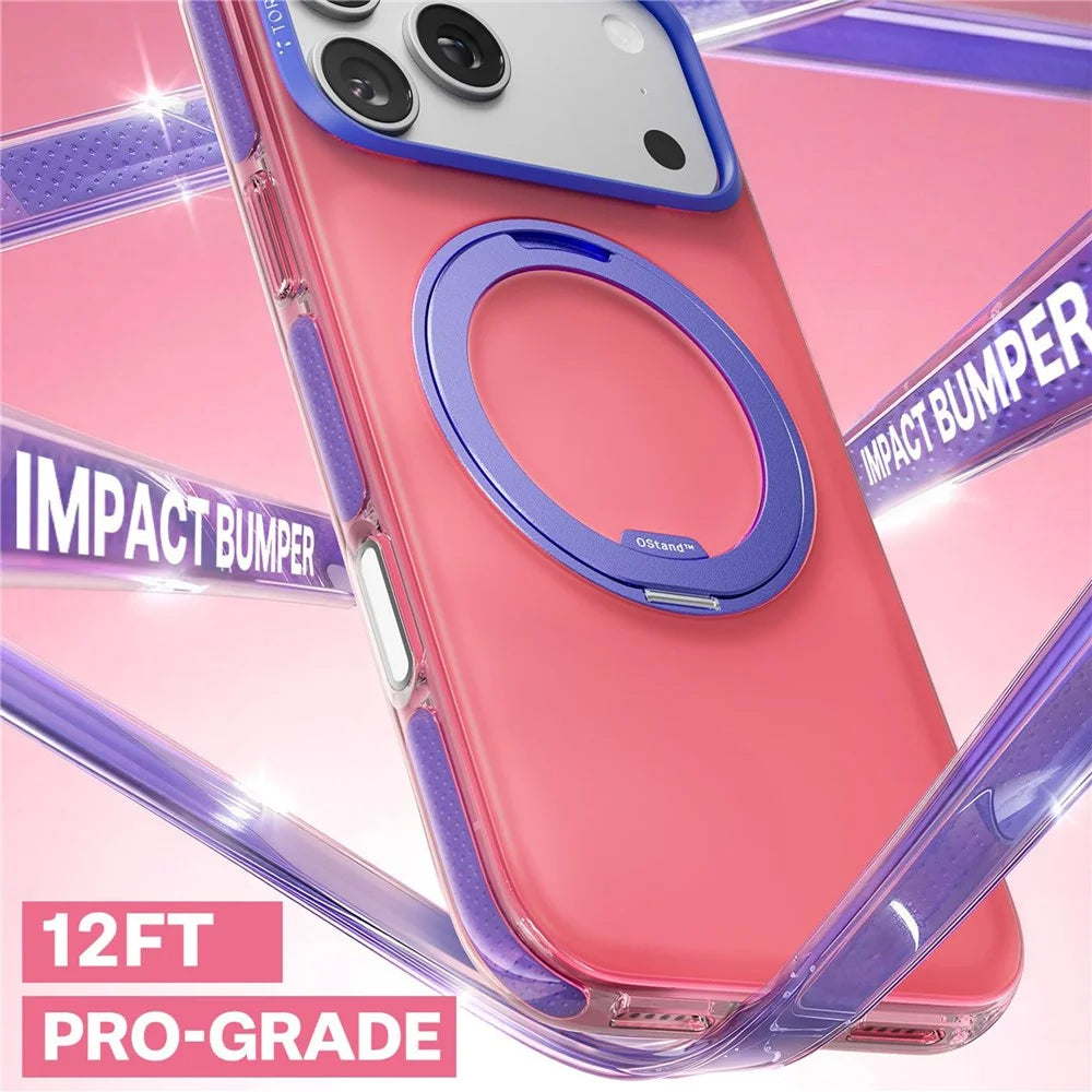 TORRAS O3 Hue Series For iPhone 17 Pro Case Compatible with MagSafe Airbag Kickstand PC + TPU Phone Cover (Amazon Packaging) - Blush Pink - 3