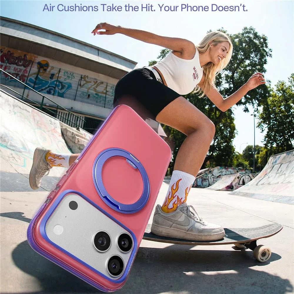TORRAS O3 Hue Series For iPhone 17 Pro Case Compatible with MagSafe Airbag Kickstand PC + TPU Phone Cover (Amazon Packaging) - Blush Pink - 4