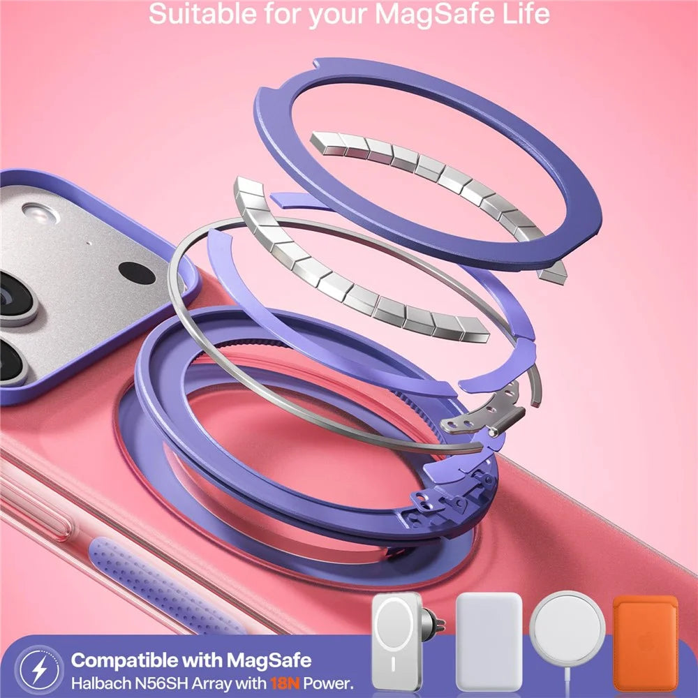 TORRAS O3 Hue Series For iPhone 17 Pro Case Compatible with MagSafe Airbag Kickstand PC + TPU Phone Cover (Amazon Packaging) - Blush Pink - 7