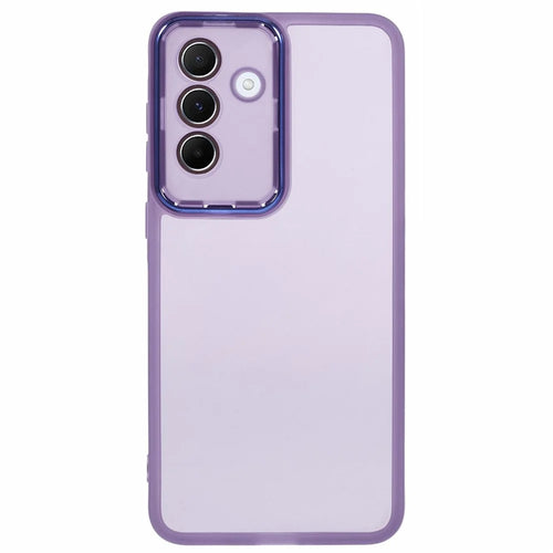 For Samsung Galaxy A57 5G Case Electroplated Camera Frame TPU Phone Cover - Transparent Purple - 1