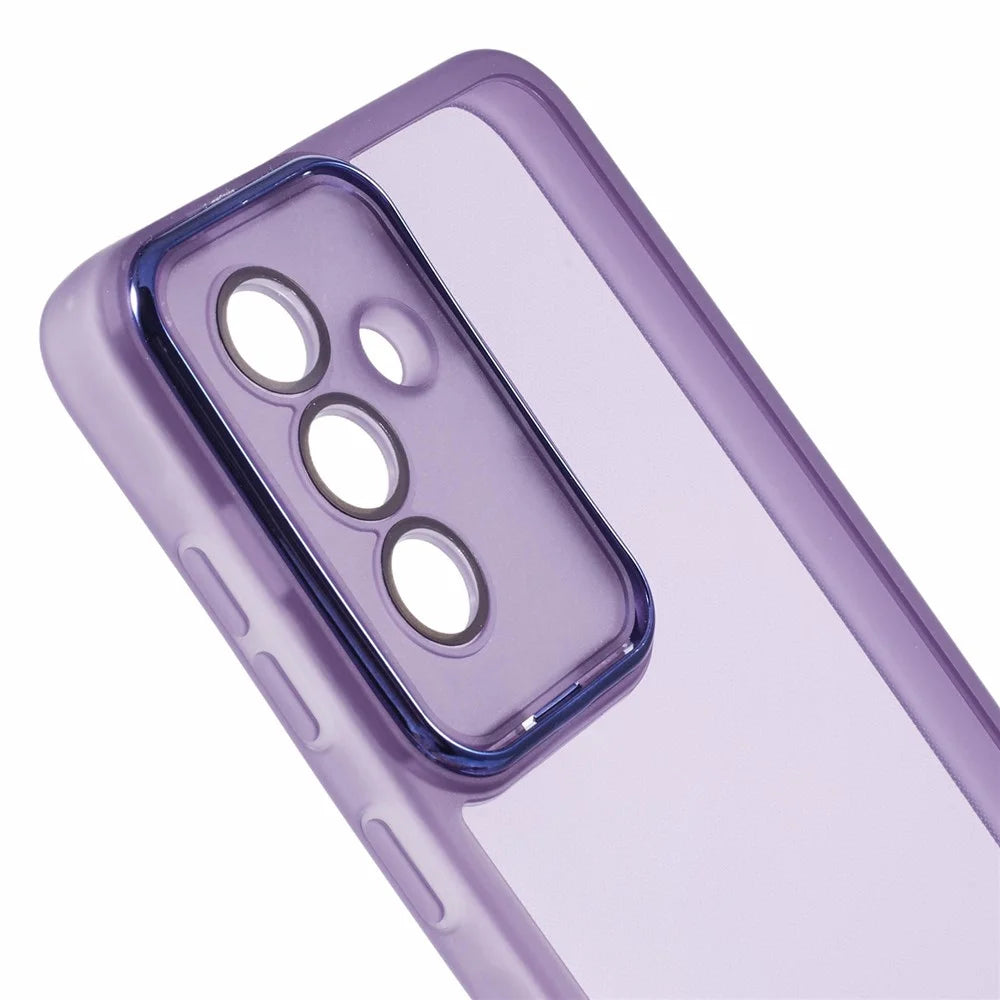 For Samsung Galaxy A57 5G Case Electroplated Camera Frame TPU Phone Cover - Transparent Purple - 5