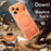For iPhone 17 Pro Max Magnetic Phone Case Matte Anti-Fingerprint Cover with 360° Rotating Kickstand and Tempered Glass - Orange - 4