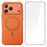 For iPhone 17 Pro Max Matte Magnetic Phone Case with Tempered Glass Anti-Fingerprint Protective Cover - Orange - 1