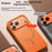 For iPhone 17 Pro Max Matte Magnetic Phone Case with Tempered Glass Anti-Fingerprint Protective Cover - Orange - 3