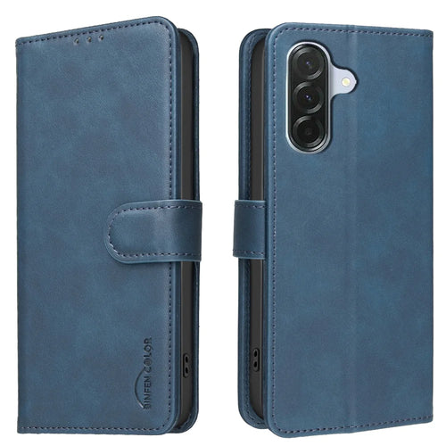 BINFEN COLOR For Samsung Galaxy S26+  BF37 Case RFID Blocking Wallet Stand Leather Phone Cover - Blue - 1