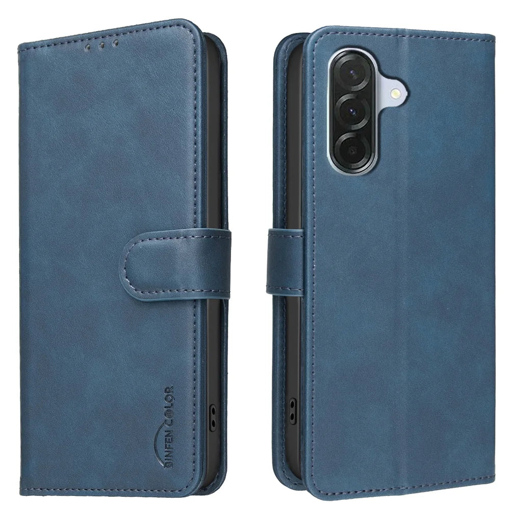 BINFEN COLOR For Samsung Galaxy S26+  BF37 Case RFID Blocking Wallet Stand Leather Phone Cover - Blue - 1