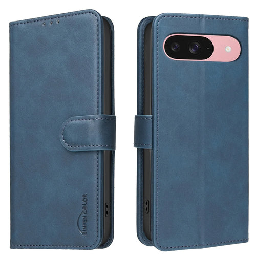 BINFEN COLOR For Google Pixel 10 Pro / Google Pixel 9 Pro / Google Pixel 9 / Google Pixel 10  BF37 Case RFID Blocking Wallet Stand Leather Phone Cover - Blue - 1