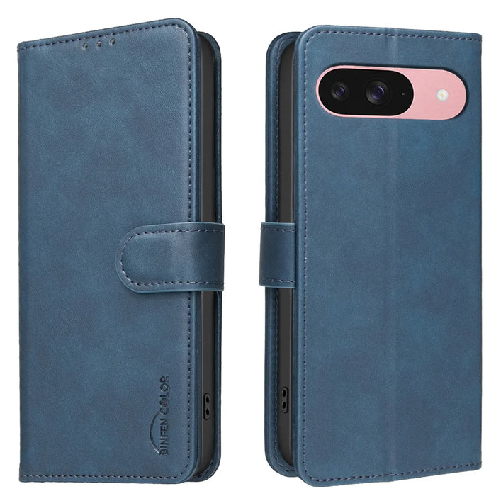 BINFEN COLOR For Google Pixel 10 Pro / Google Pixel 9 Pro / Google Pixel 9 / Google Pixel 10  BF37 Case RFID Blocking Wallet Stand Leather Phone Cover - Blue - 1