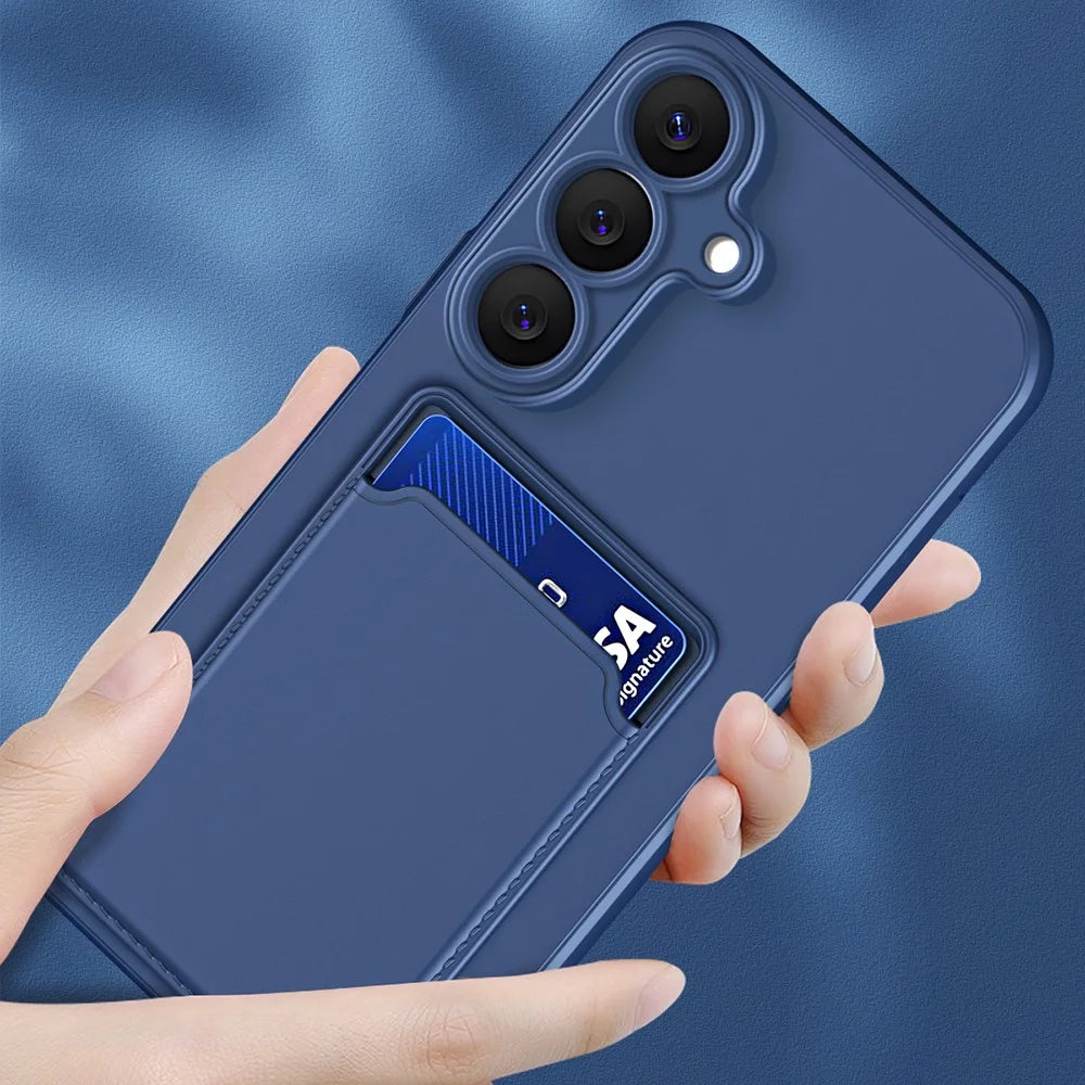 For Samsung Galaxy A57 5G Case Flexible TPU Phone Cover with Back Card Slot - Dark Blue - 3
